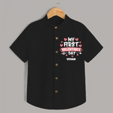 My First Valentine's Day - Love's Sweet Beginning Customized Shirt For Kids With Name - BLACK - 0 - 6 Months Old (Chest 23")