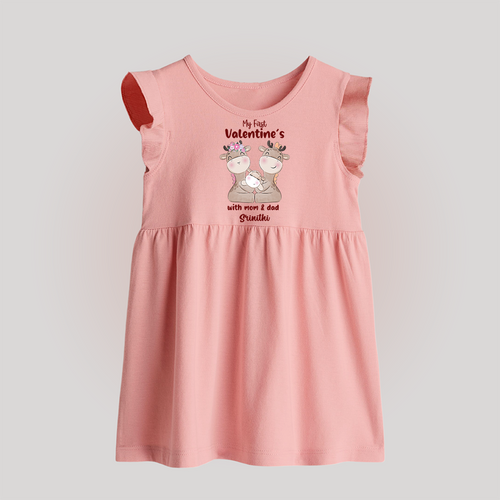 My First Valentine's Day With Mom And Dad - Where Love Blooms Customized Baby Frock For Babies With Name