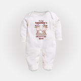 My First Valentine's Day With Mom And Dad - Where Love Blooms Customized Sleep Suit For Babies With Name - WHITE - New Born (Chest 7.5")