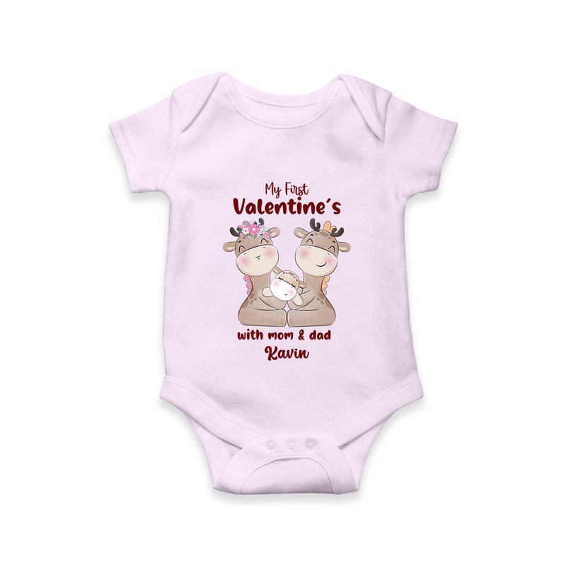 My First Valentine's Day With Mom And Dad - Where Love Blooms Customized Romper For Babies With Name - LILAC - 0 - 3 Months Old (Chest 16")