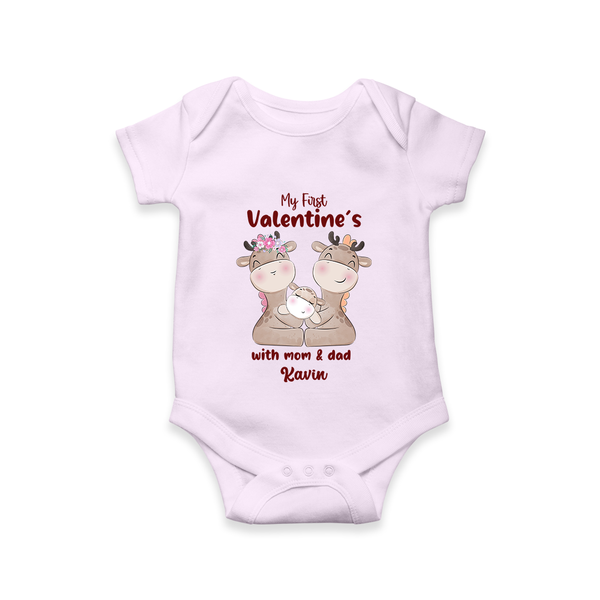 My First Valentine's Day With Mom And Dad - Where Love Blooms Customized Romper For Babies With Name - LILAC - 0 - 3 Months Old (Chest 16")