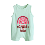 My First Valentine's Day - Writing Our Love Story Customized Romper Suit For Babies With Name - MINT GREEN - 0 - 5 Months Old (Chest 18")