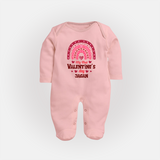 My First Valentine's Day - Writing Our Love Story Customized Sleep Suit For Babies With Name - BABY PINK - New Born (Chest 7.5")