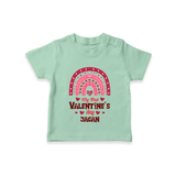 My First Valentine's Day - Writing Our Love Story Customized T-Shirt For Kids With Name - MINT GREEN - 0-5 Months Old (Chest 17")