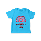 My First Valentine's Day - Writing Our Love Story Customized T-Shirt For Kids With Name - SKY BLUE - 0-5 Months Old (Chest 17")