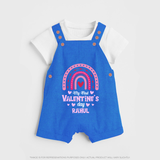 My First Valentine's Day - Writing Our Love Story Customized Dungaree Set For Kids With Name - COBALT BLUE - 0 - 5 Months Old (Chest 18")