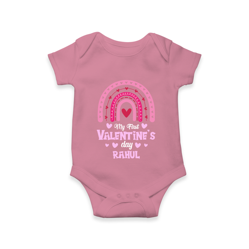 My First Valentine's Day - Writing Our Love Story Customized Romper For Babies With Name - ONION - 0 - 3 Months Old (Chest 16")