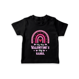 My First Valentine's Day - Writing Our Love Story Customized T-Shirt For Kids With Name - BLACK - 0-5 Months Old (Chest 17")