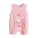 My First Valentine's Day - A Journey to Heartfelt Memories Customized Romper Suit For Babies With Name - BABY PINK - 0 - 5 Months Old (Chest 18")