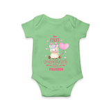 My First Valentine's Day - A Journey to Heartfelt Memories Customized Romper For Babies With Name - GREEN - 0 - 3 Months Old (Chest 16")