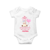 My First Valentine's Day - A Journey to Heartfelt Memories Customized Romper For Babies With Name - WHITE - 0 - 3 Months Old (Chest 16")