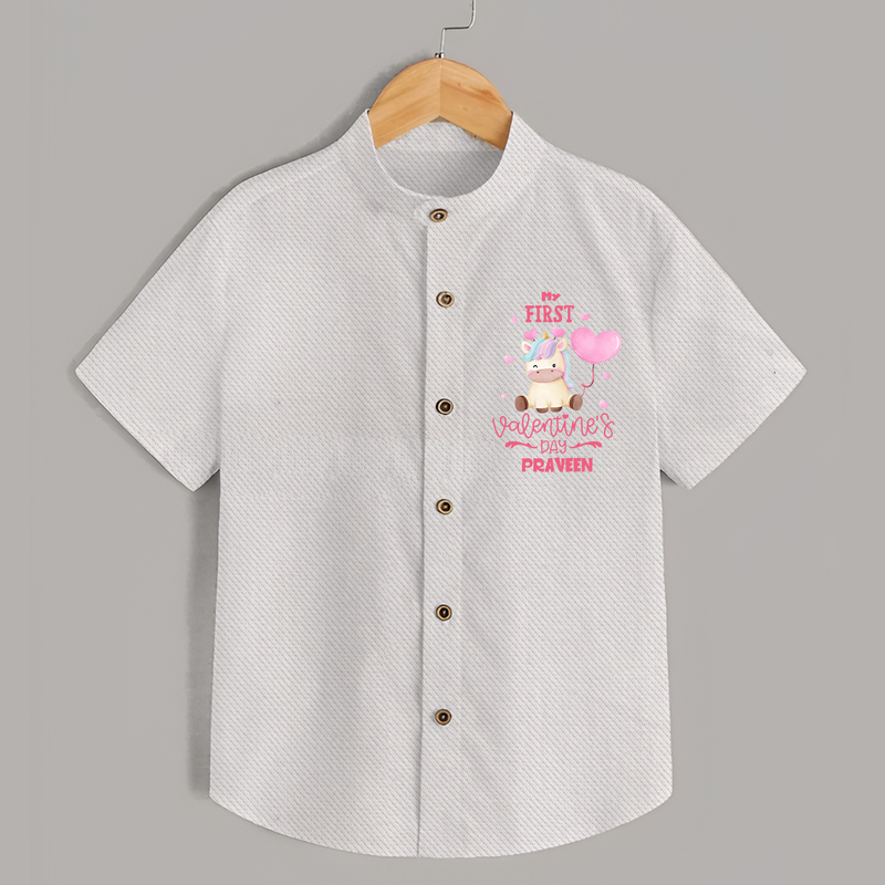 My First Valentine's Day - A Journey to Heartfelt Memories Customized Shirt For Kids With Name - WHITE - 0 - 6 Months Old (Chest 23")