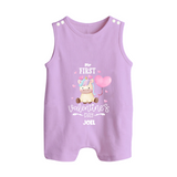 My First Valentine's Day - A Journey to Heartfelt Memories Customized Romper Suit For Babies With Name - LILAC - 0 - 5 Months Old (Chest 18")