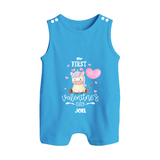 My First Valentine's Day - A Journey to Heartfelt Memories Customized Romper Suit For Babies With Name - ROYAL BLUE - 0 - 5 Months Old (Chest 18")