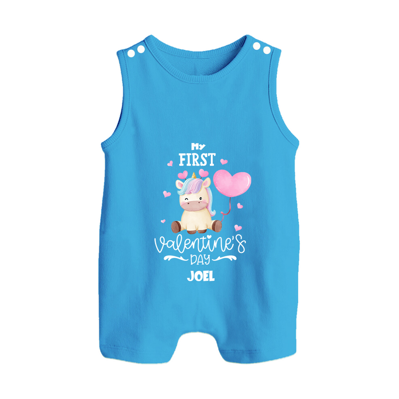 My First Valentine's Day - A Journey to Heartfelt Memories Customized Romper Suit For Babies With Name - ROYAL BLUE - 0 - 5 Months Old (Chest 18")