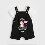 My First Valentine's Day - A Journey to Heartfelt Memories Customized Dungaree Set For Kids With Name - BLACK - 0 - 5 Months Old (Chest 18")