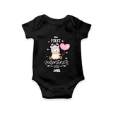 My First Valentine's Day - A Journey to Heartfelt Memories Customized Romper For Babies With Name - BLACK - 0 - 3 Months Old (Chest 16")