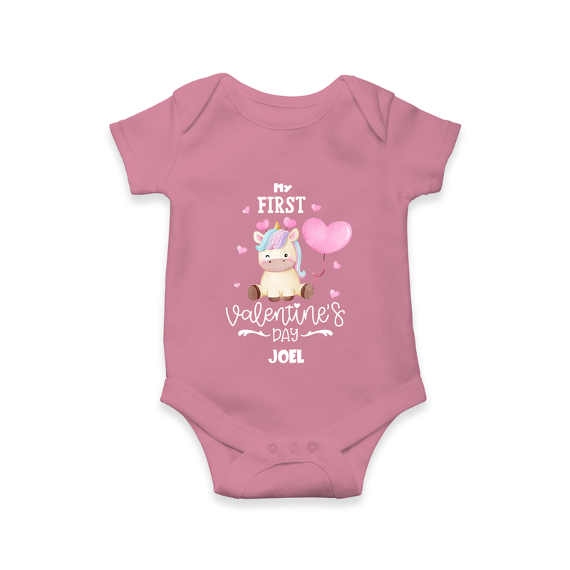 My First Valentine's Day - A Journey to Heartfelt Memories Customized Romper For Babies With Name - ONION - 0 - 3 Months Old (Chest 16")