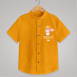 My First Valentine's Day - A Journey to Heartfelt Memories Customized Shirt For Kids With Name - CHROME YELLOW - 0 - 6 Months Old (Chest 23")