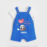 My First Valentine's Day - A Heartwarming Celebration Customized Dungaree Set For Kids With Name - COBALT BLUE - 0 - 5 Months Old (Chest 18")