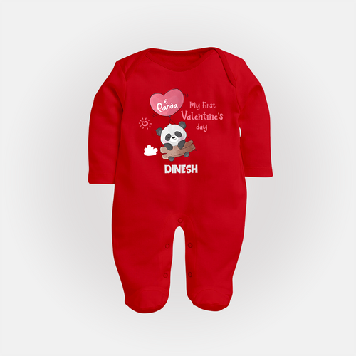 My First Valentine's Day - A Heartwarming Celebration Customized Sleep Suit For Babies With Name