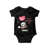 My First Valentine's Day - A Heartwarming Celebration Customized Romper For Babies With Name - BLACK - 0 - 3 Months Old (Chest 16")