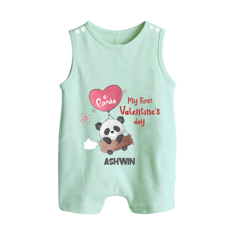 My First Valentine's Day - A Heartwarming Celebration Customized Romper Suit For Babies With Name - MINT GREEN - 0 - 5 Months Old (Chest 18")