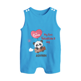 My First Valentine's Day - A Heartwarming Celebration Customized Romper Suit For Babies With Name - ROYAL BLUE - 0 - 5 Months Old (Chest 18")