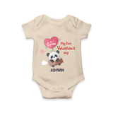 My First Valentine's Day - A Heartwarming Celebration Customized Romper For Babies With Name - IVORY - 0 - 3 Months Old (Chest 16")