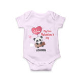 My First Valentine's Day - A Heartwarming Celebration Customized Romper For Babies With Name - LILAC - 0 - 3 Months Old (Chest 16")