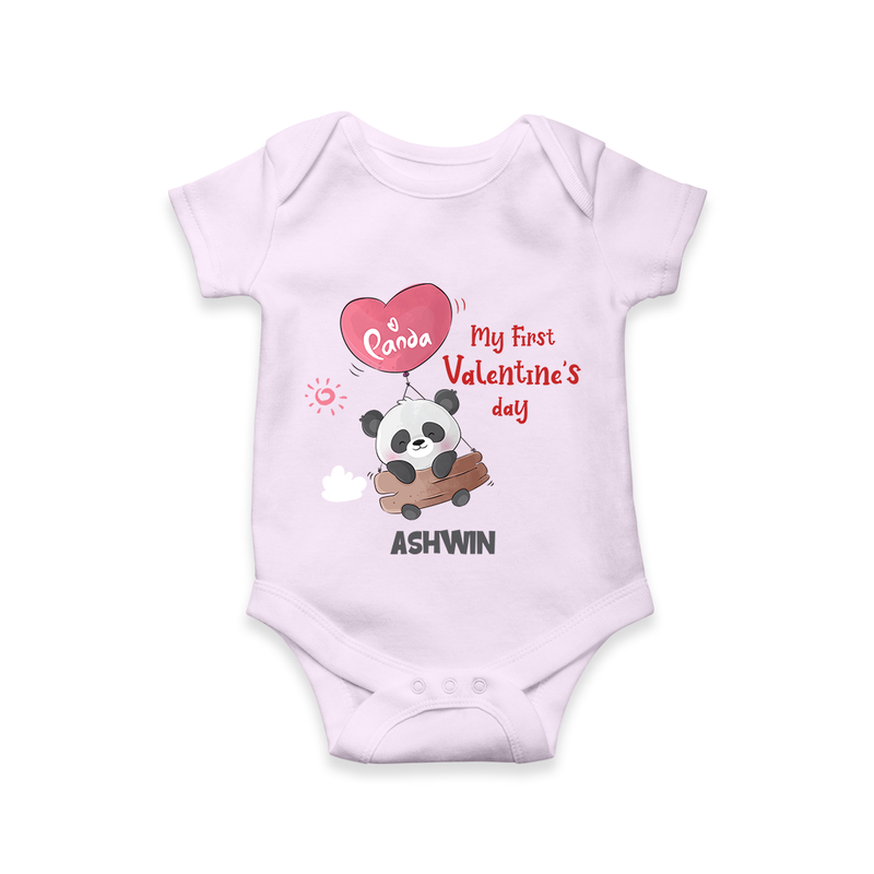 My First Valentine's Day - A Heartwarming Celebration Customized Romper For Babies With Name - LILAC - 0 - 3 Months Old (Chest 16")