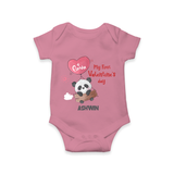 My First Valentine's Day - A Heartwarming Celebration Customized Romper For Babies With Name - ONION - 0 - 3 Months Old (Chest 16")