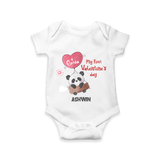 My First Valentine's Day - A Heartwarming Celebration Customized Romper For Babies With Name - WHITE - 0 - 3 Months Old (Chest 16")