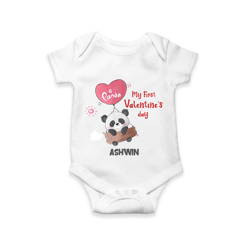 My First Valentine's Day - A Heartwarming Celebration Customized Romper For Babies With Name - WHITE - 0 - 3 Months Old (Chest 16")