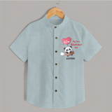 My First Valentine's Day - A Heartwarming Celebration Customized Shirt For Kids With Name - ARCTIC BLUE - 0 - 6 Months Old (Chest 23")