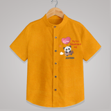 My First Valentine's Day - A Heartwarming Celebration Customized Shirt For Kids With Name - CHROME YELLOW - 0 - 6 Months Old (Chest 23")