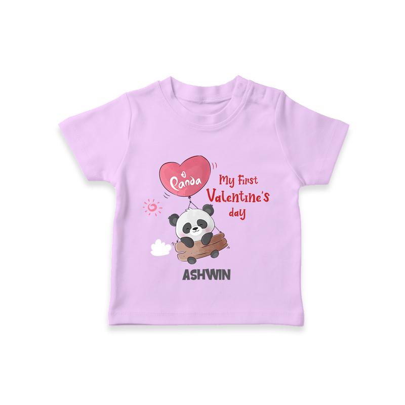 My First Valentine's Day - A Heartwarming Celebration Customized T-Shirt For Kids With Name - LILAC - 0-5 Months Old (Chest 17")