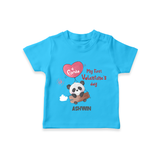 My First Valentine's Day - A Heartwarming Celebration Customized T-Shirt For Kids With Name - SKY BLUE - 0-5 Months Old (Chest 17")