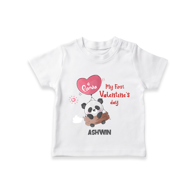 My First Valentine's Day - A Heartwarming Celebration Customized T-Shirt For Kids With Name - WHITE - 0-5 Months Old (Chest 17")