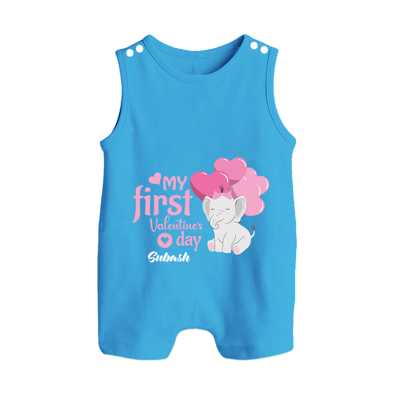 My First Valentine's Day - The Start of Something Beautiful Customized Romper Suit For Babies With Name - ROYAL BLUE - 0 - 5 Months Old (Chest 18")