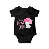 My First Valentine's Day - The Start of Something Beautiful Customized Romper For Babies With Name - BLACK - 0 - 3 Months Old (Chest 16")