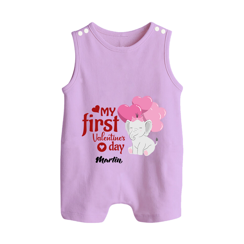 My First Valentine's Day - The Start of Something Beautiful Customized Romper Suit For Babies With Name - LILAC - 0 - 5 Months Old (Chest 18")