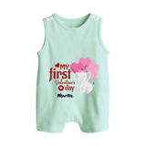 My First Valentine's Day - The Start of Something Beautiful Customized Romper Suit For Babies With Name - MINT GREEN - 0 - 5 Months Old (Chest 18")