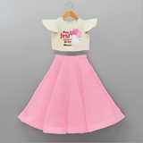 My First Valentine's Day - The Start of Something Beautiful Customized Crop Top And Skirt For Kids With Name - PINK - 6 - 9 Months Old (Chest 20" , Frock Waist 20")