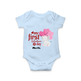 My First Valentine's Day - The Start of Something Beautiful Customized Romper For Babies With Name - BABY BLUE - 0 - 3 Months Old (Chest 16")