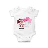 My First Valentine's Day - The Start of Something Beautiful Customized Romper For Babies With Name - WHITE - 0 - 3 Months Old (Chest 16")