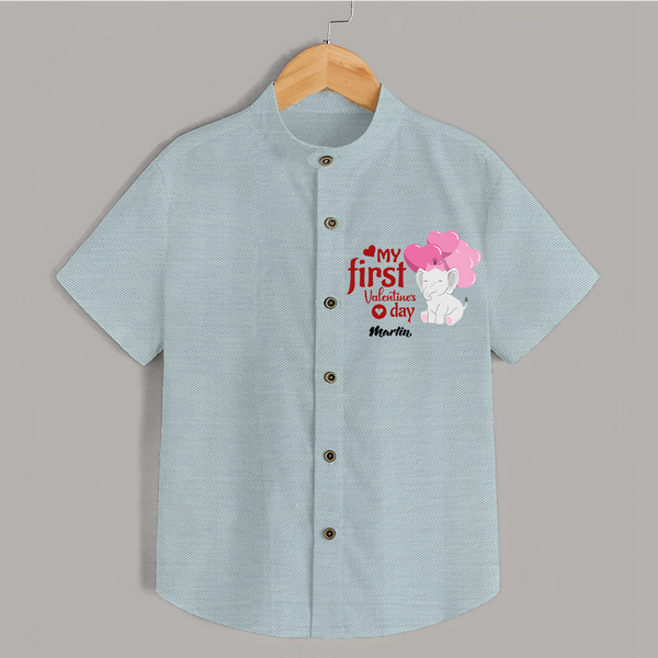 My First Valentine's Day - The Start of Something Beautiful Customized Shirt For Kids With Name - ARCTIC BLUE - 0 - 6 Months Old (Chest 23")