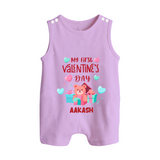 My First Valentine's Day - A Love Worth Celebrating Customized Romper Suit For Babies With Name - LILAC - 0 - 5 Months Old (Chest 18")