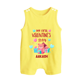 My First Valentine's Day - A Love Worth Celebrating Customized Romper Suit For Babies With Name - PASTEL YELLOW - 0 - 5 Months Old (Chest 18")