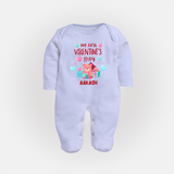 My First Valentine's Day - A Love Worth Celebrating Customized Sleep Suit For Babies With Name - BABY BLUE - New Born (Chest 7.5")